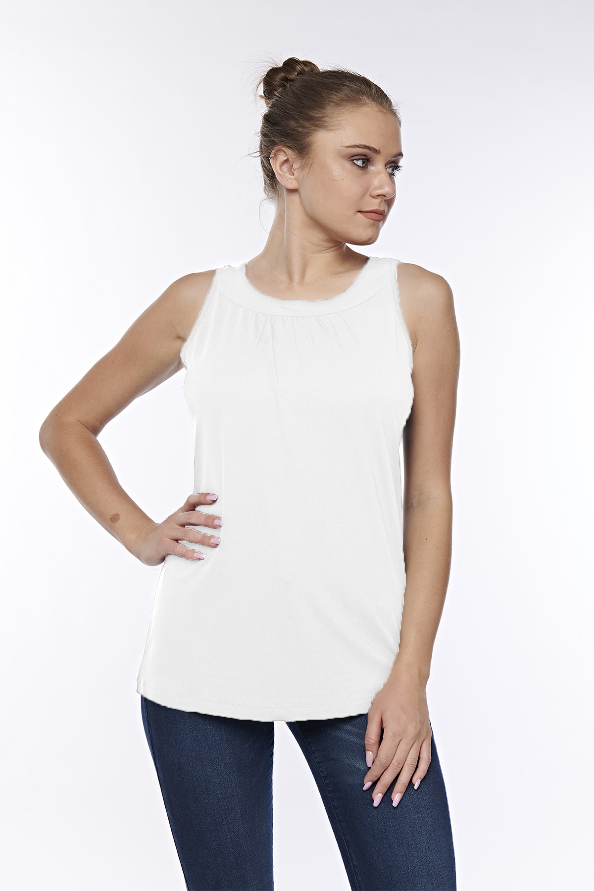 Kadın Modal Kolsuz Üst Li̇krali T-shi̇rt-2289 - Görsel 5