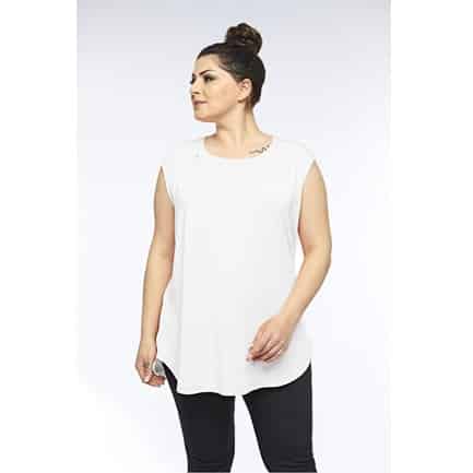 Kadın Modal Vi̇skon Kolsuz Üst Plus Si̇ze Likralı T-shi̇rt -2505