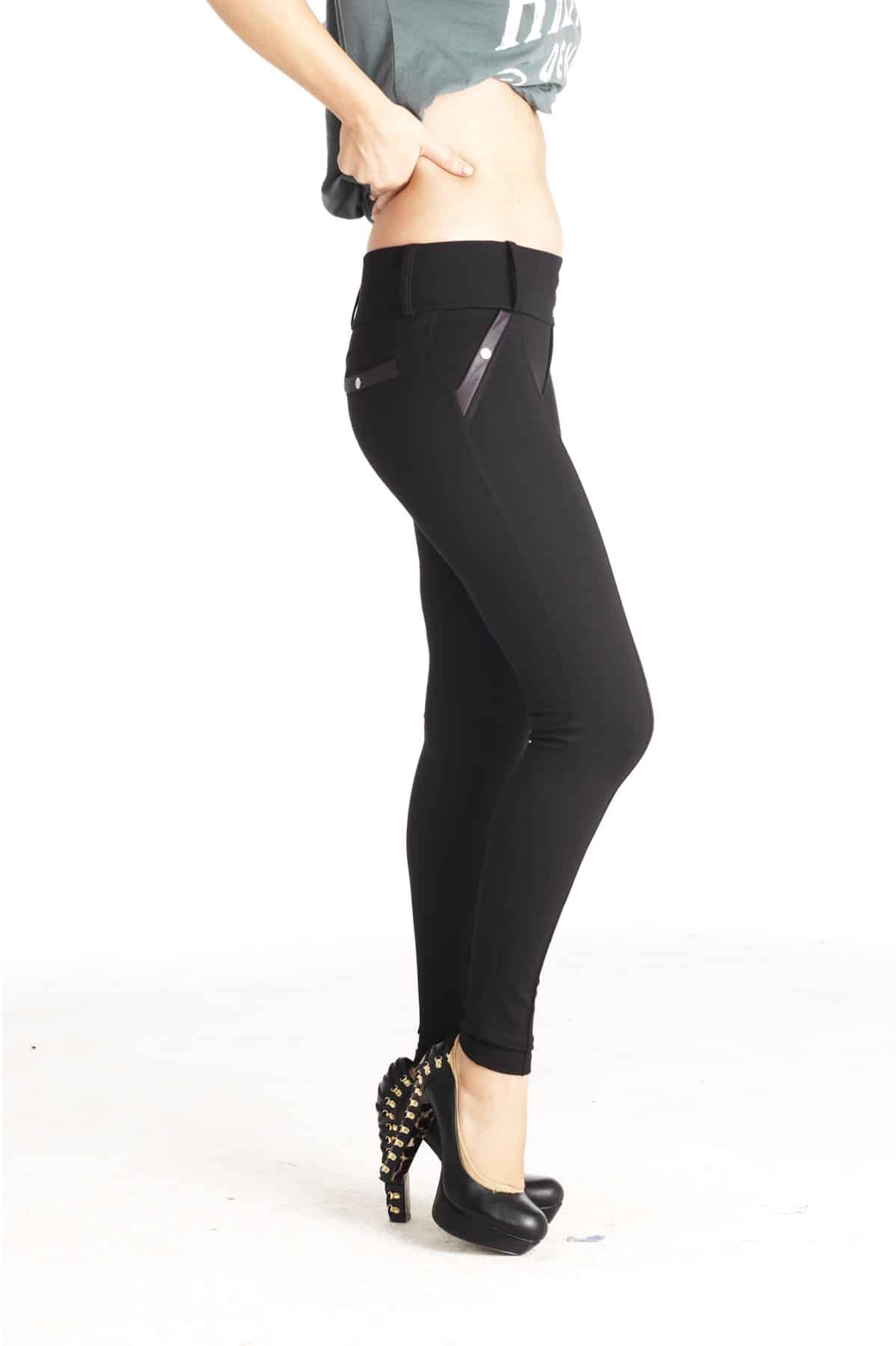 Kadin Vi̇skon Lüx Si̇yah Jean Pantolon Tayt -4626 - Görsel 4