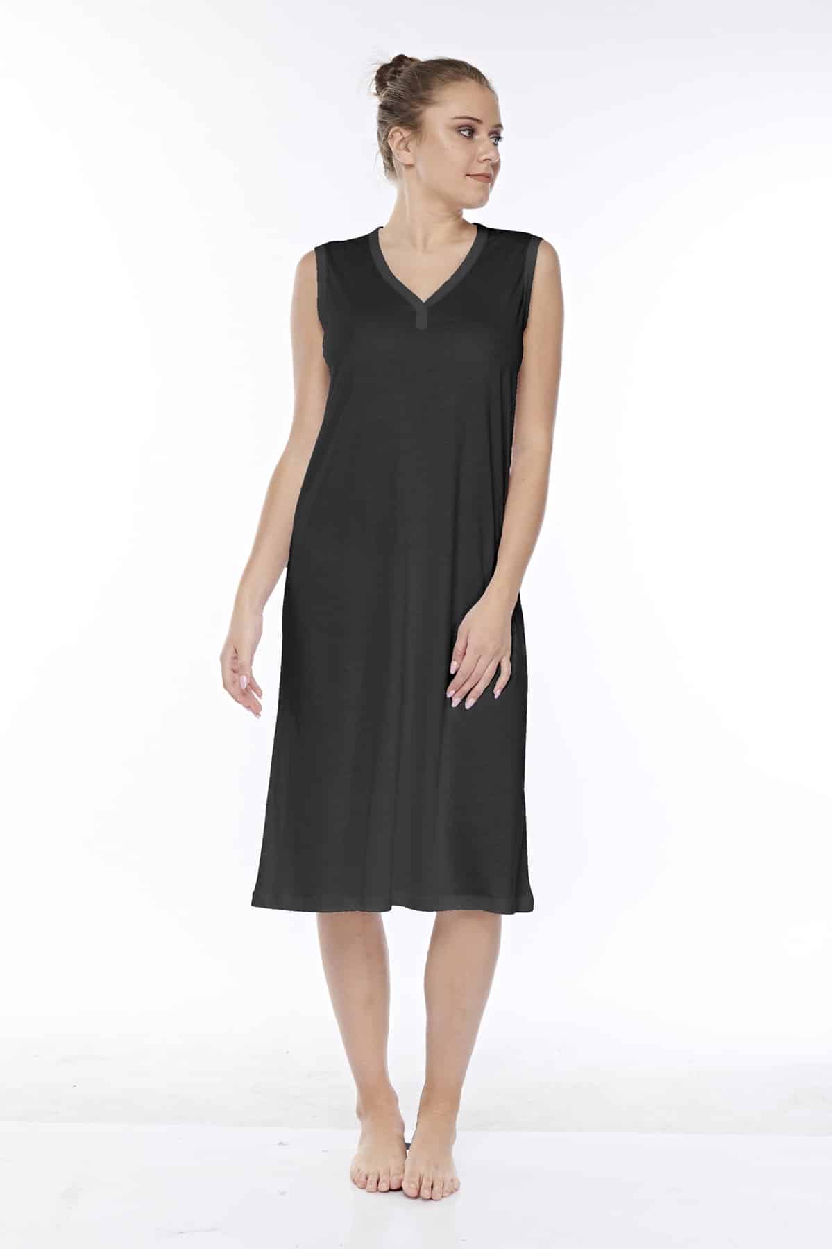 KADIN PAMUKLU MODAL V-YAKA KOLSUZ KOMBİNEZON -2458 - Görsel 4