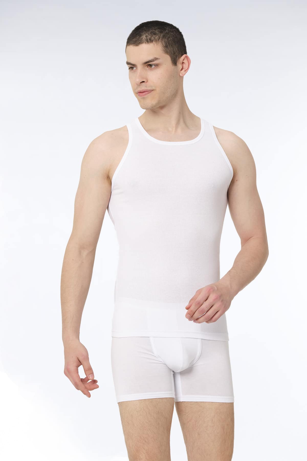 Erkek Pamuklu İnce Kaşkorse Halter Yaka Atlet 2'Li -490 - Görsel 2