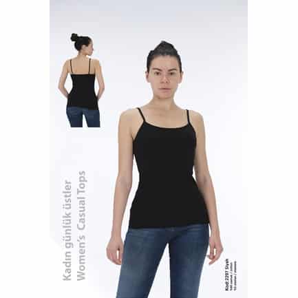 Kadın Pamuklu İp Askılı Basi̇c Top Li̇kralı ÜST -2297