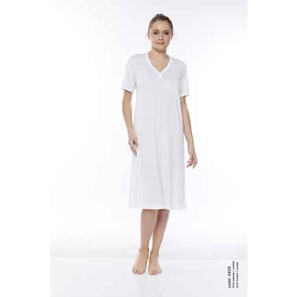 Kadın Pamuklu Modal V-yaka Dız Altı Boy Kısa Kollu Kombi̇nezon-2459