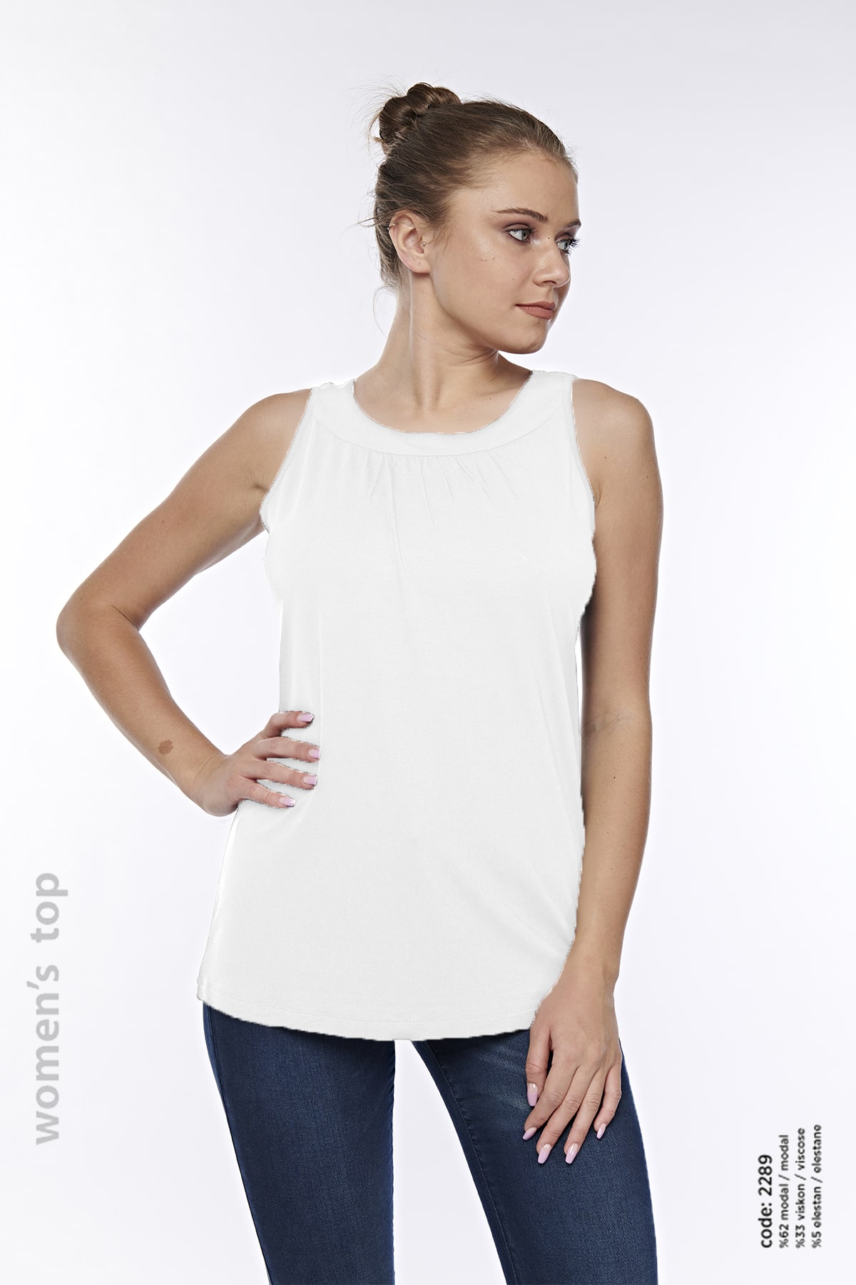 Kadın Modal Kolsuz Üst Li̇krali T-shi̇rt-2289 - Görsel 4