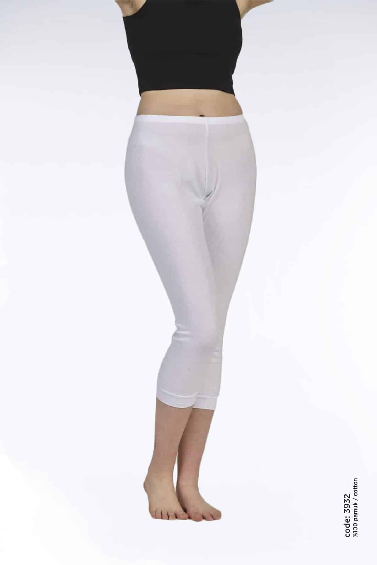 Kadın Pamuklu Ri̇bana Klasi̇k Kapri̇ Boy Paçalı Alt -3932 - Görsel 2