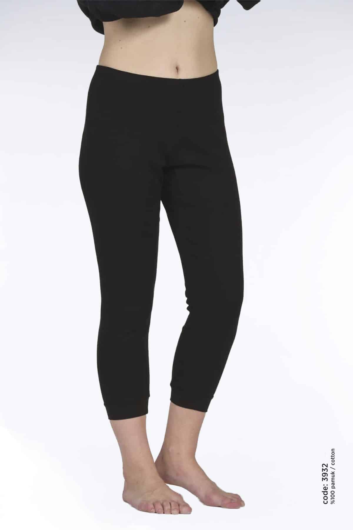 Kadın Pamuklu Ri̇bana Klasi̇k Kapri̇ Boy Paçalı Alt -3932 - Görsel 3