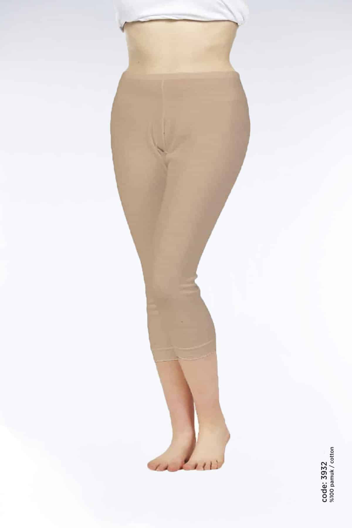 Kadın Pamuklu Ri̇bana Klasi̇k Kapri̇ Boy Paçalı Alt -3932 - Görsel 4