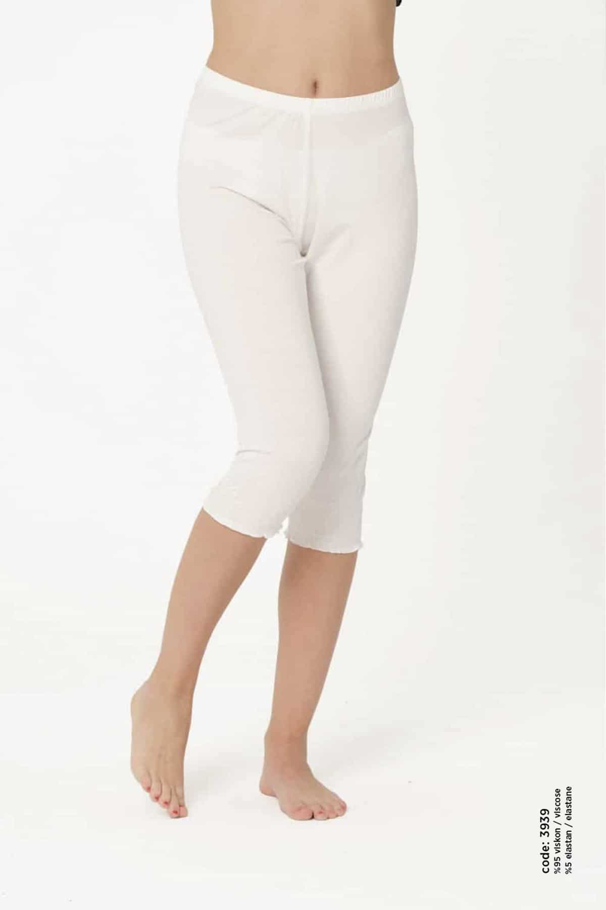 Kadın Viskon Dız Altı Paçalı Alt - 3939 - Görsel 2