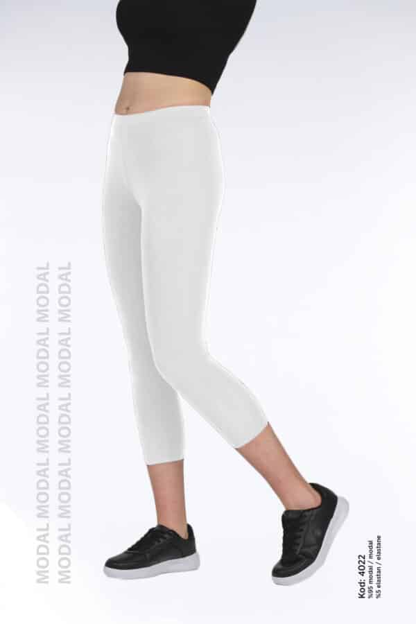 Kadın Modal Klasi̇k Kapri̇ Boy İnce likralı Si̇yah Tayt -4022-4065 - Görsel 3