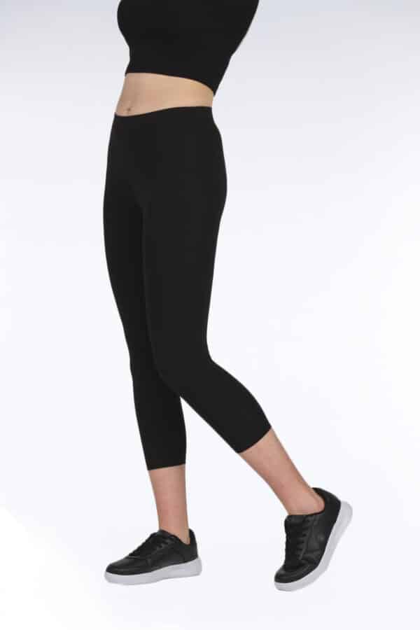 Kadın Modal Klasi̇k Kapri̇ Boy İnce likralı Si̇yah Tayt -4022-4065 - Görsel 4