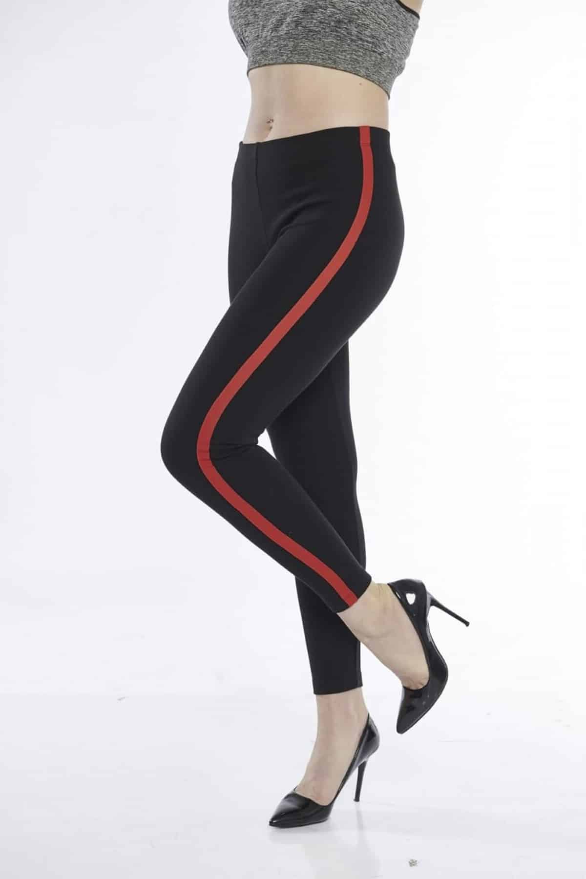 Kadın Pamuklu Yanı Çi̇zgi̇li̇ Kışlık Termal Tayt - 4887 - Görsel 3