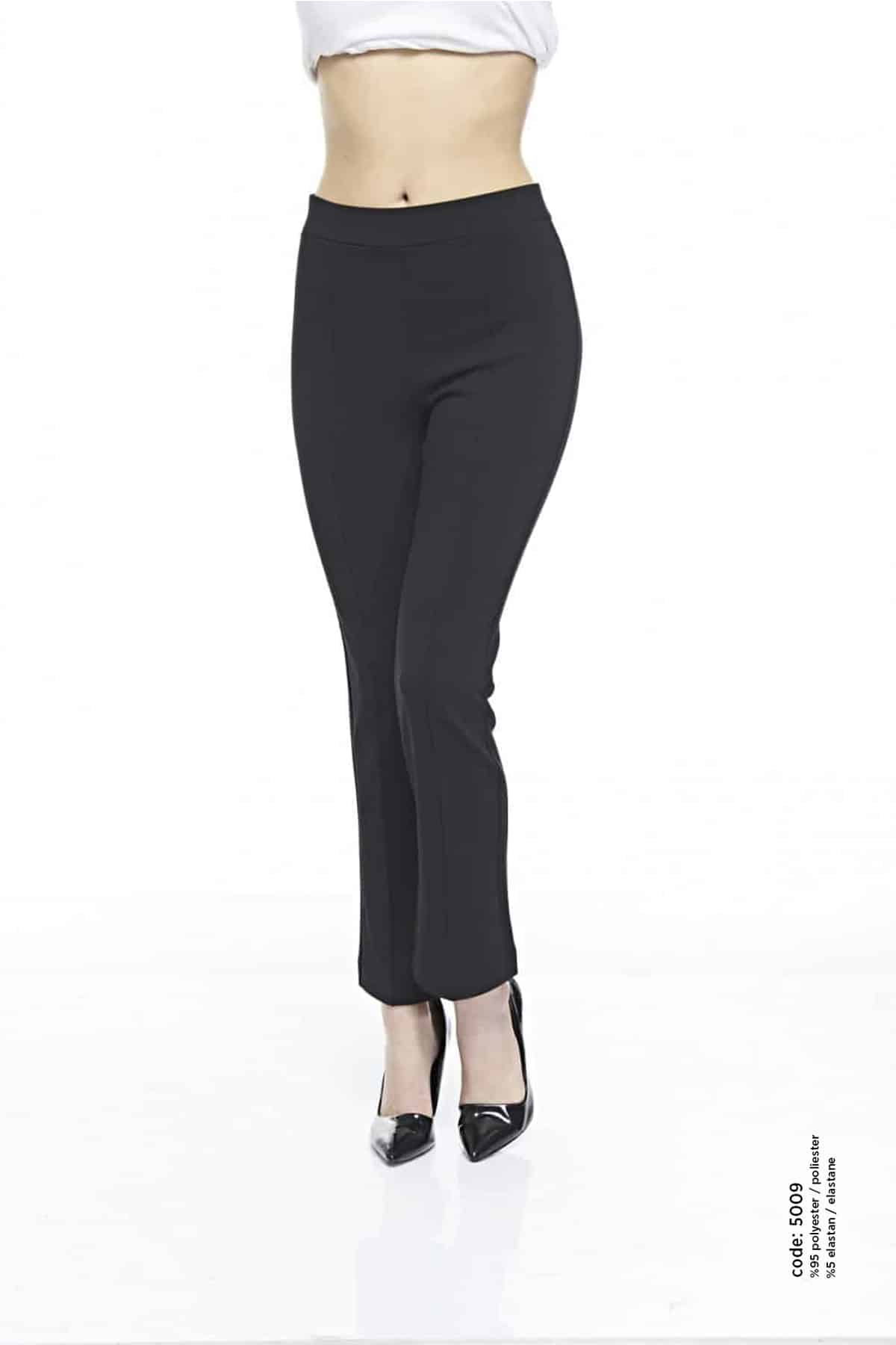Kadin Si̇yah İspanyol Paça Düz Pantolon Tayt -5009 - Görsel 2