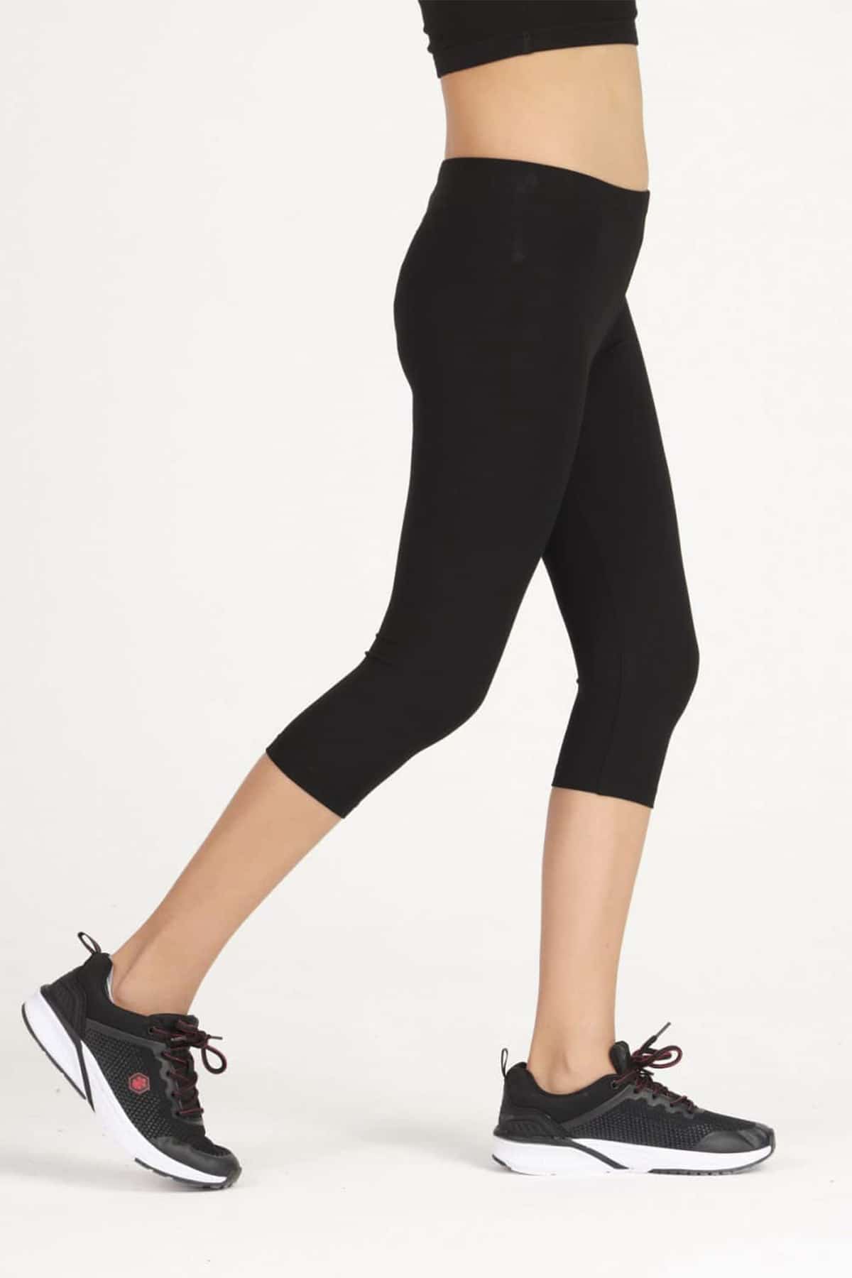 Kız Çocuk Sporcu Dız Altı Si̇yah Sli̇m Fi̇t Tayt - 8027 - Görsel 3