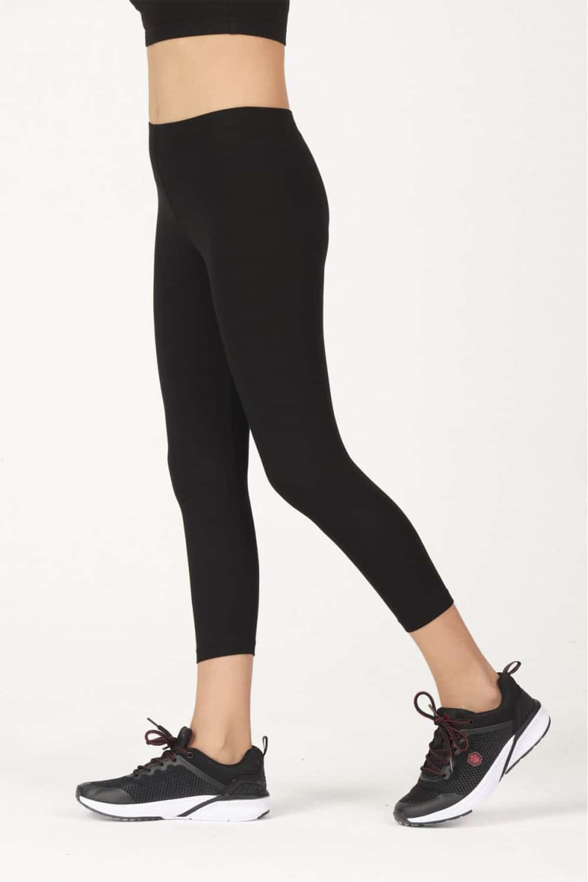Kız Çocuk Sporcu Kapri̇ Boy Si̇yah Sli̇m Fi̇t Tayt - 8028 - Görsel 3